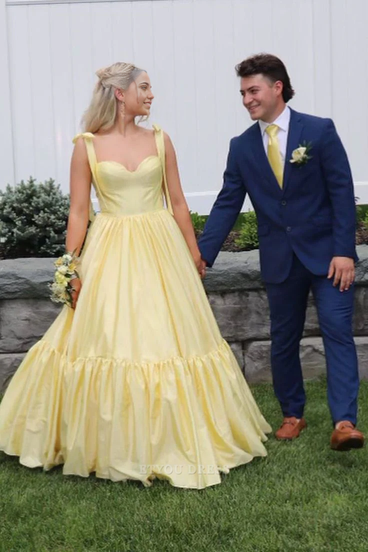 A Line Sweetheart Bow Strap Long formal dresses Bridesmaid Dresses evening gown Prom Dress